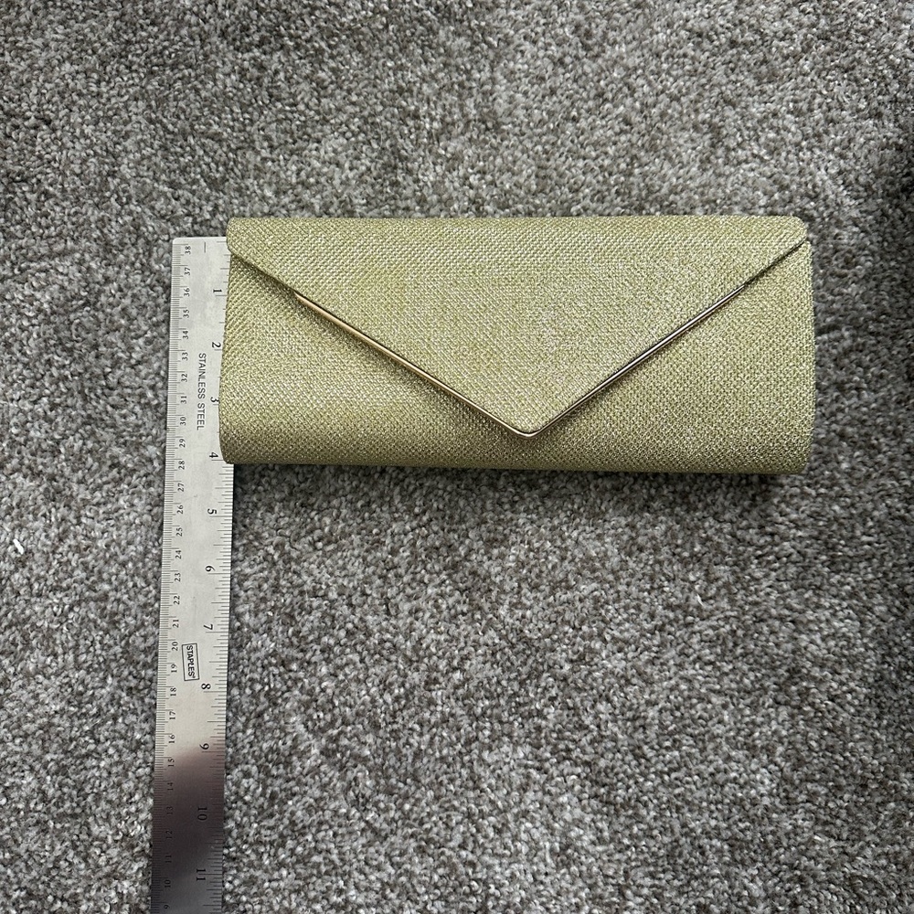 Gold metallic evening clutch